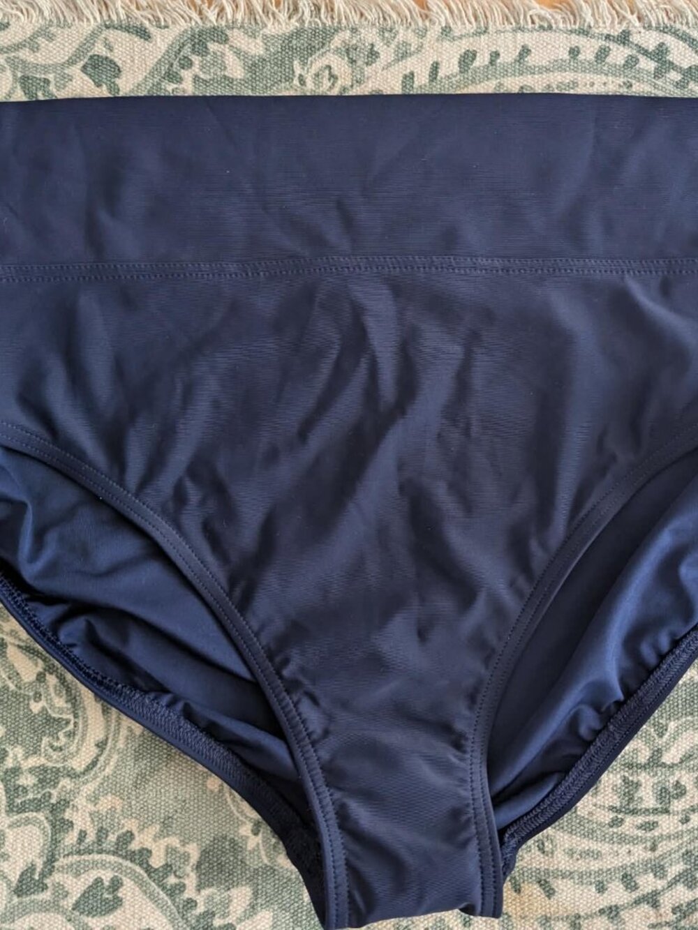 NWT Lands' End XL 18 Navy Swimsuit Bikini Bottoms Tummy Control High Waist